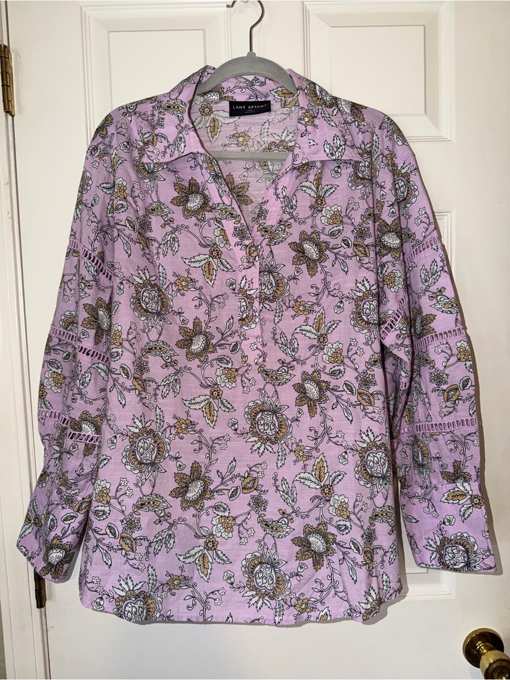 Lane Bryant Lavender Floral Button-Down Tunic